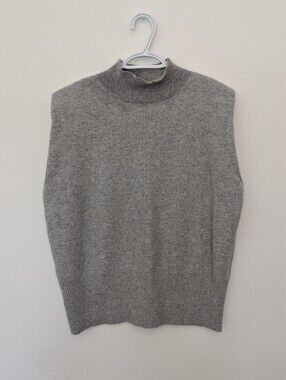 BANANA REPUBLIC 100% Cashmere Grey Sleeveless Sweater Vest preppy Quiet luxury L